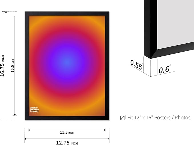 Monem Art Radiant Infinity Circle Gradient Print - Modern Abstract Color Field Poster - Wall Decor for Living Room, Bedroom or Office - 12x16 Black Framed Wall Art by Rs Lab Studio