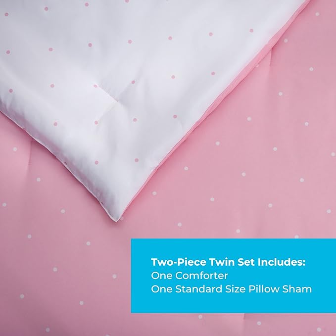 Linenspa All Season Hypoallergenic Down Alternative Microfiber Comforter , Twin XL, Pink, Twin XL Size, Dorm Room Essentials