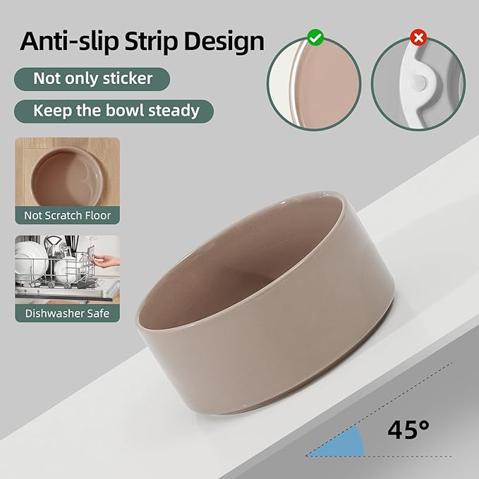 Havniva 8.3inch Ceramic Raised Dog Bowl with Stand, Double Dog Bowls Elevated for Large Breed Dog Food and Water Bowl Set Non-Slip Dog Dish Large Capacity Feeding Pet Water Bowl