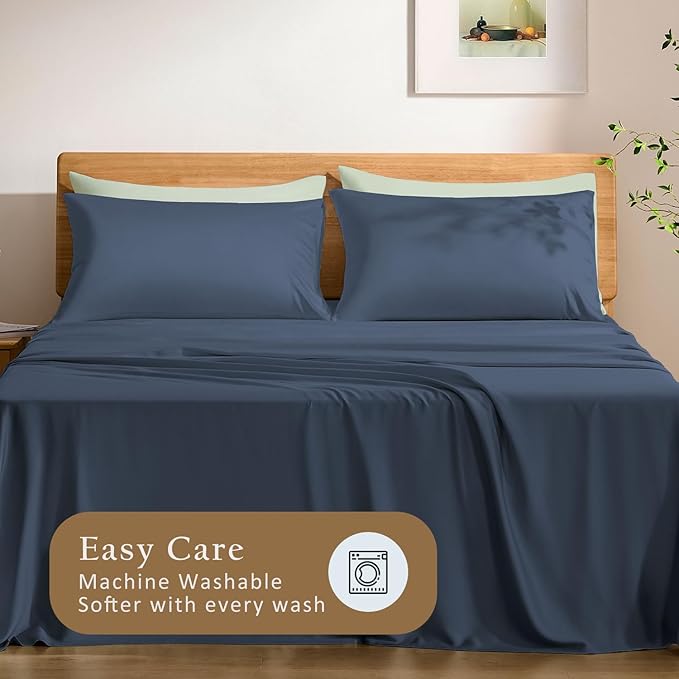 TOSMO Luxury Cooling Pillowcase Set of 2 | FSC® Certified | Viscose from Organically Grown Bamboo | Breathable Silky Soft Pillowcases with Envelope Closure [King / 20x36, Slate]