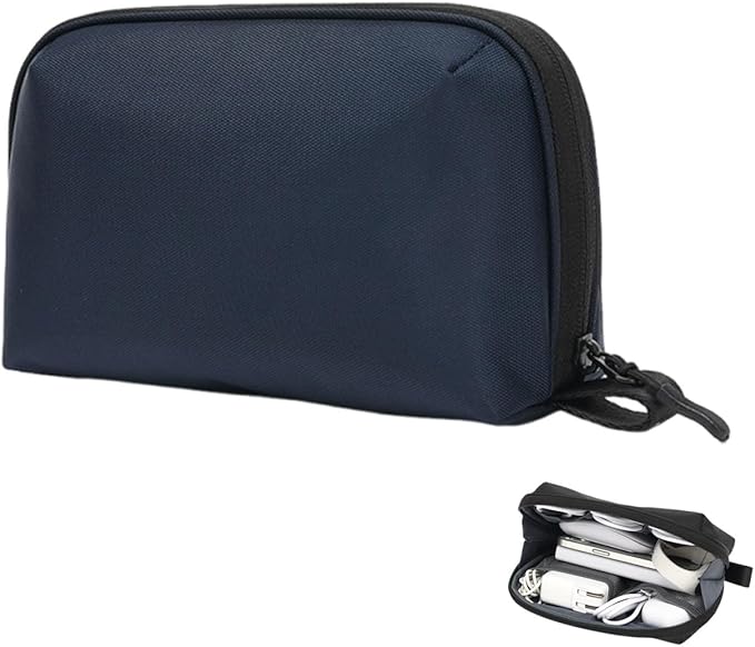 Oxford Tech Organizer Pouch with 6 Compartments,Water-Resistant Travel Cord Organizer Case & Electronic Accessories Storage Bag (Dark Blue)