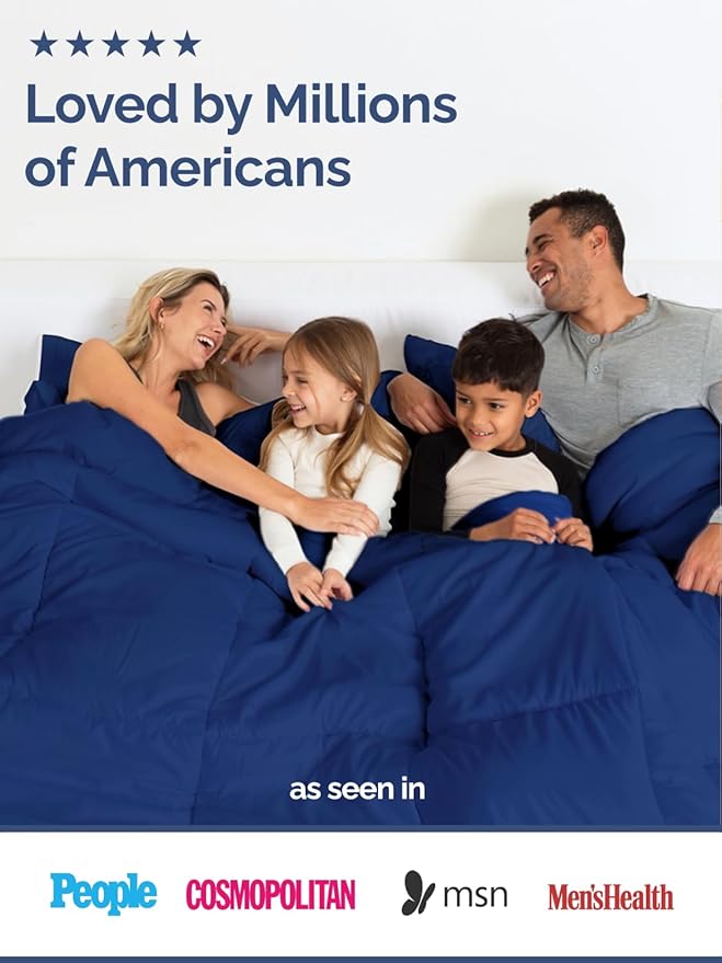 King Size, Navy Blue/SkyBlue Alternative Down Comforter - Warm, Lightweight & Breathable Hotel Quality Bedding Set for Men, Women, Kids & Teens - All Season Cooling Microfiber Duvet Insert Comforter