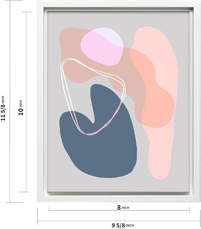 Monem Art Abstract Organic Shapes Print - Minimal Scandinavian Line Art Poster - Wall Decor for Living Room, Bedroom or Office - 8x10 White Framed CANVAS Wall Art by Mareike Bohmer