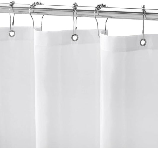 Gibelle Long Shower Curtain Liner 72 x 78 Inches, White Shower Curtain Liner, Washable Waterproof Fabric Bathroom Shower Curtain