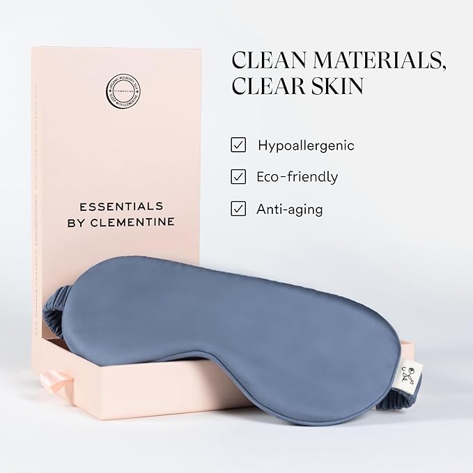Clementine Mulberry Silk Sleep Mask | Full Blackout Contoured Eye Mask for Sleeping | Organic & Non-Toxic | Oversized Night Blindfold | Hypoallergenic & Frizz-Free Eye Cover for Deep Sleep