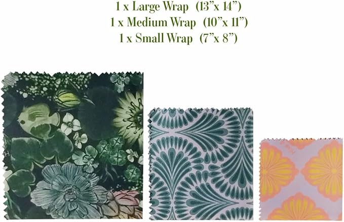 Hive & Seal Beeswax Wraps, Small Medium Large Sizes, Sustainable Reusable Food Storage, Washable