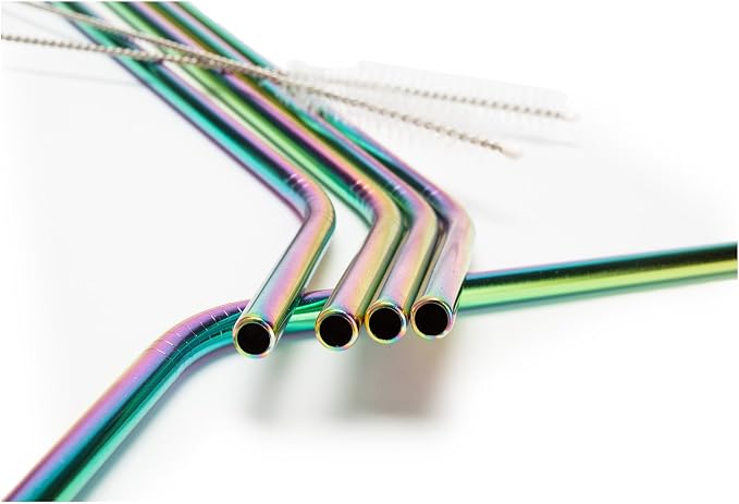 Stainless steel straws iridescence colors, Fits 20 oz Tumbler, Extra Long Reusable Ecofriendly