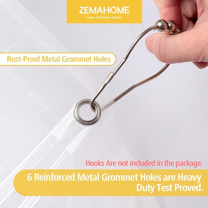 ZEMAHOME Narrow Size Clear Plastic Shower Curtain Liner, 36x72 Inch Thin Lightweight Transparent Plastic Bathroom Shower Showroom Inner Curtain with Rustproof Metal Grommet Holes and Weighted Magnets