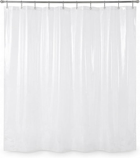 Epica Shower Curtain, Strongest Heavy-Duty Clear Vinyl 72"x72" Shower Curtain Liner, Waterproof Plastic Bathroom Curtains, Stain & Soap Scum Resistant with Rust-Proof Metal Grommets (Clear)