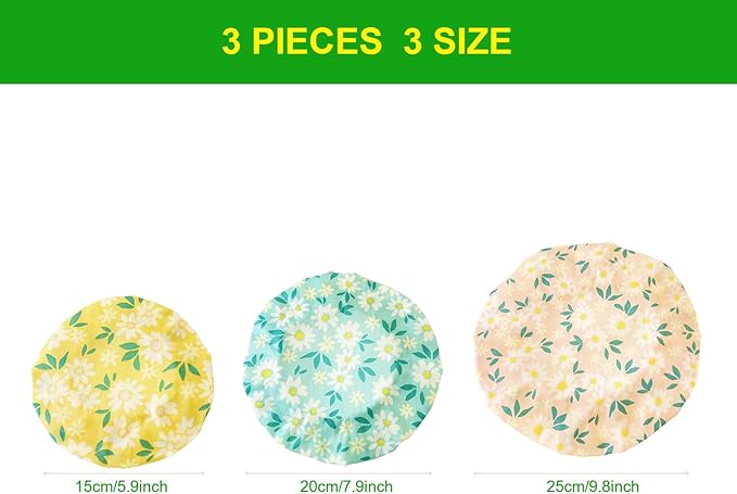 Reusable Beeswax Bowl Covers - Food Cover Stretch Edging, Stretchable Beewax Wrap, Elastic Storage Wraps for Storage Containers，set of 3