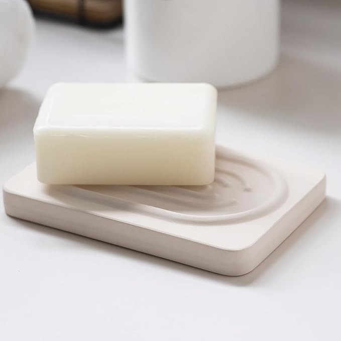 Diatomite Double Sided Soap Dish Saver Tray for Bathroom, Quick Water Absorbing Holder for Sink, Bathtub, Vanity (Gray)