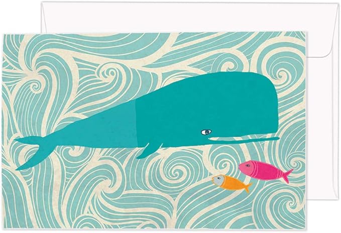 Tree-Free Greetings - All Occasion Cards - Artful Designs - 12 Greeting Cards + White Envelopes - Made in USA - 100% Recycled Paper - 4 x 6 - Whale of a Time (FS56236)