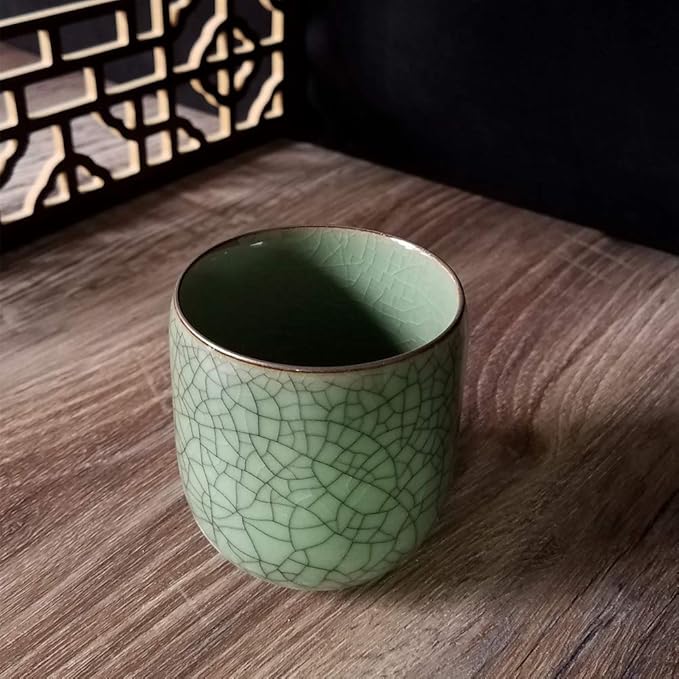 TeaCups 5oz Japanese Style Coffee Cup Porcelain Mugs Beer Handmade Celadon (1, Army Green01)