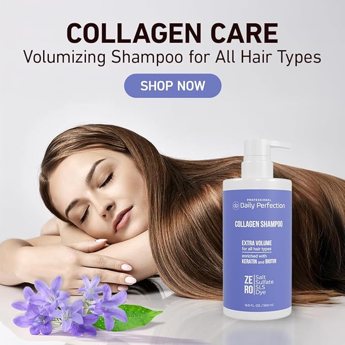 (dp) Collagen Shampoo – Boost Volume and Strength for Flat Hair – Clean + Salon-Grade Formula with Biotin & Keratin