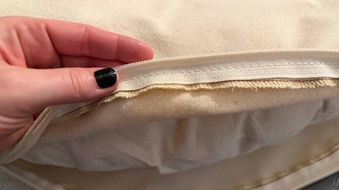 Natural 100% Cotton Canvas Round Dog Bed Cover Eco Friendly Durable Pet Bedding Dog Cushion Covers with Zippers Machine Washable Covers (Beige, Medium 28 Inches)