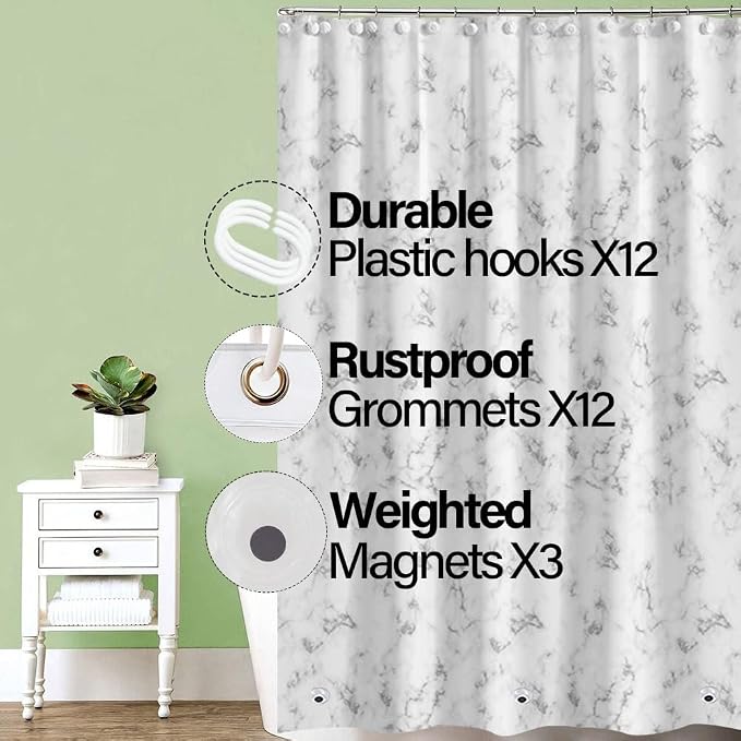 Plastic Shower Liner - Premium PEVA 4G Shower Curtain Liner with Rustproof Grommets and 3 Weighted Magnets, Waterproof Shower Curtains for Bathroom (Cloud Pattern)