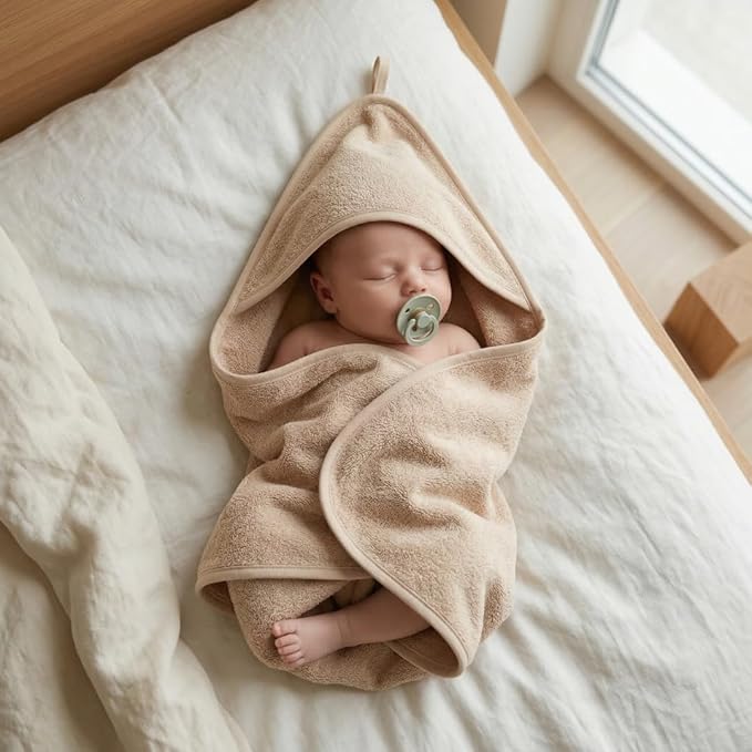 Hooded Baby Towels – 100% Organic Cotton Baby Bath Towels – Baby Girl Newborn Essentials - Super-Soft and Absorbent.. (2-Pack Fog and Blush)