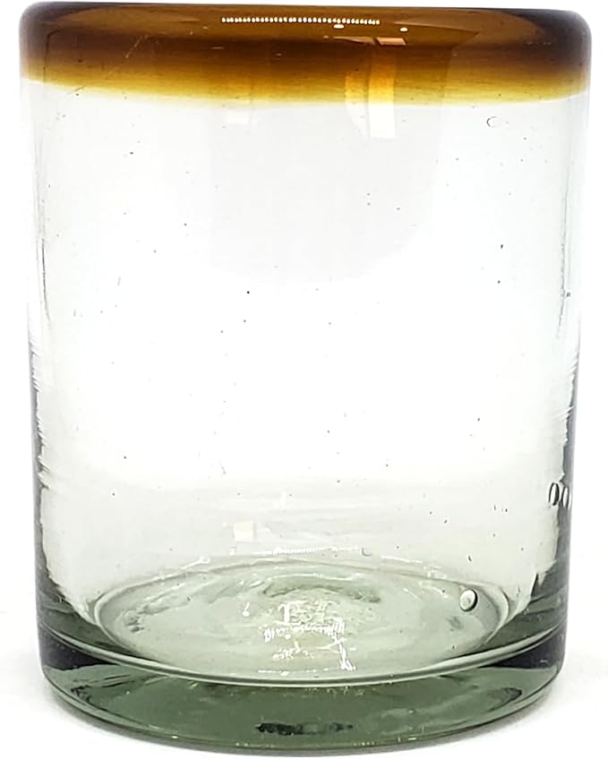 Amber Rim 10 oz Tumblers (set of 6), Recycled Glass, Lead-free, Toxin-Free (Tumbler)