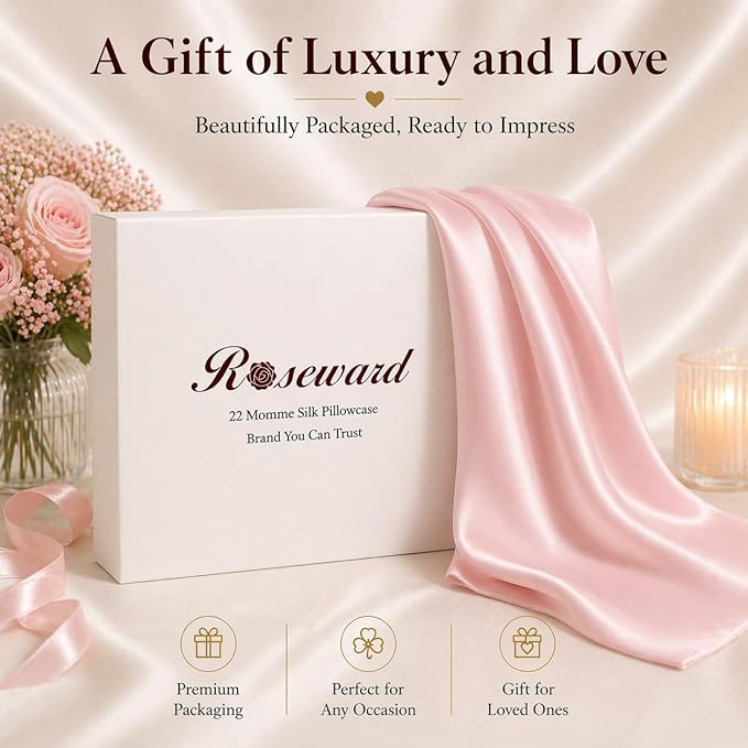 Oeko-TEX Certified Pink Silk Pillowcase for Sleeping Women Made in USA, 22 Momme Real Mulberry Silk Pillow Cases with Zipper, 6A Grade 100% Organic, Beauty Boost, 1 Pc 20"x26" (Standard, Pink)