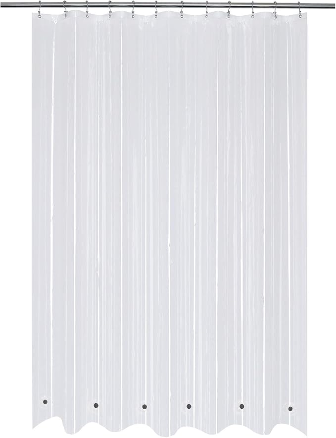 Mrs Awesome 72x96 Extra Long Shower Curtain Liner with 6 Magnets Clear PEVA Thick & Heavy Duty Plastic Shower Curtain for Bathroom, Waterproof, 72 x 96 inches, Clear