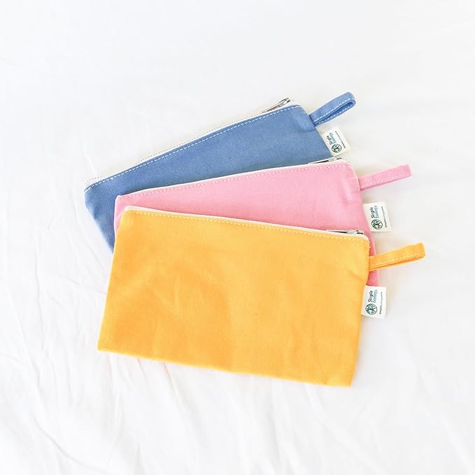 Simple Ecology Organic Cotton Canvas Zipper Toiletry, Cosmetic, Travel, Pencil Pouch - Pink