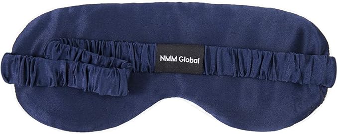 Mulberry Natural Silk Sleep Mask for Women & Men with Elastic Strap, Super Soft Sleeping Eye Mask, Size M, (Navy Blue)