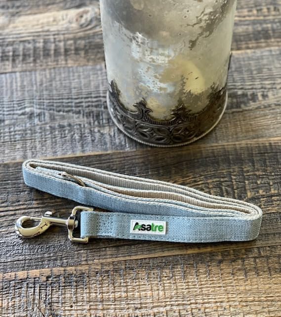Hemp Dog Leash – 4ft Eco-Friendly Sustainable Pet Lead, Durable Natural Hemp & Cotton Leash, Soft on Hands, Vegan, Strong Metal Clasp by Asatre (Light Blue, Medium)