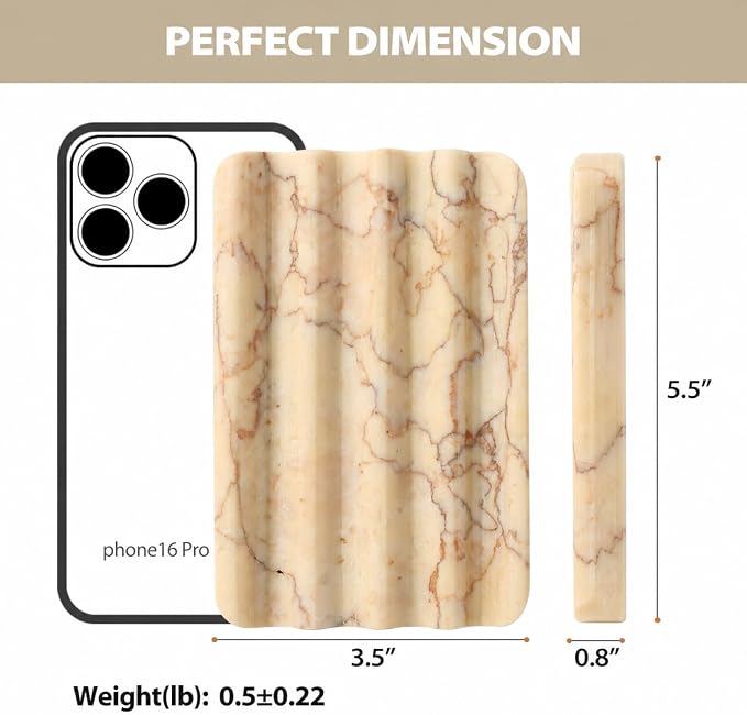 Koville Natural Marble Soap Dish for Bathroom Shower, Bar Soap Holder
