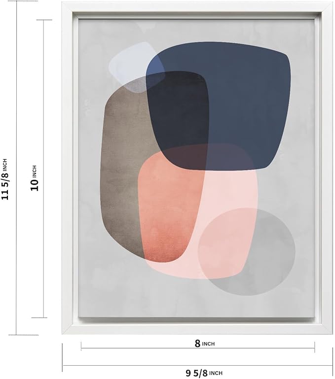 Monem Art Pastel Abstract Organic Shapes Print - Scandinavian Minimalist Art Poster - Wall Decor for Living Room, Bedroom or Office - 8x10 White Framed CANVAS Wall Art by Mareike Bohmer