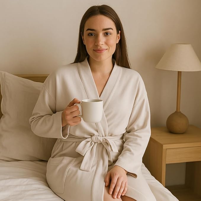Pure Fiber Serenity Organic Cotton Robe - Luxurious Comfort for Spa, Bath, and Relaxation