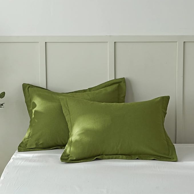 Simple&Opulence French Linen Duvet Cover Set 78" x 86"- 3 Pieces (1 Comforter Cover,2 Pillowcases)- Natural Flax Cotton Blend-Solid Color Breathable Farmhouse Bedding-Forest Green, Full