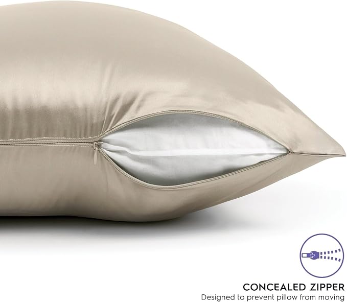 Tafts Pillow Cases - 22mm 100% Pure Mulberry 6A Silk Pillowcase for Hair & Skin with Zipper Closure, Cooling, Natural, Organic, Double Sided Silk Pillow Case (Nude, King 20x36, 1pc)