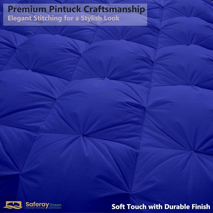 Palatial King Down Alternative Comforter 120x98 Inch Royal Blue – 500 GSM Ultra Soft Breathable, Luxury Pintuck Pinch Pleat, All Season Duvet Insert with Corner Tabs, Machine Washable