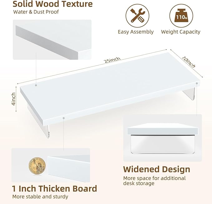 Monitor Stand Riser, Wood & Acrylic Computer Monitor Stand Desk Desktop Organizer Table for Home, Office Workspace, Laptop Riser, Printer, PC & TV Screen Riser