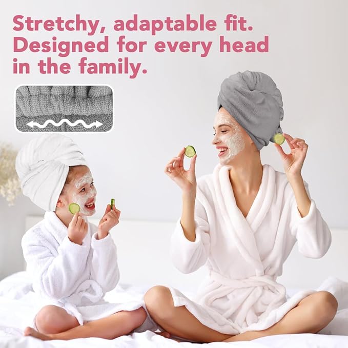 AIDEA Microfiber Hair Towel, Open Wide-End Hair Towels, Super Absorbent Hair Towel Wrap for Women, 5Pack, 31.5×18.9 inch