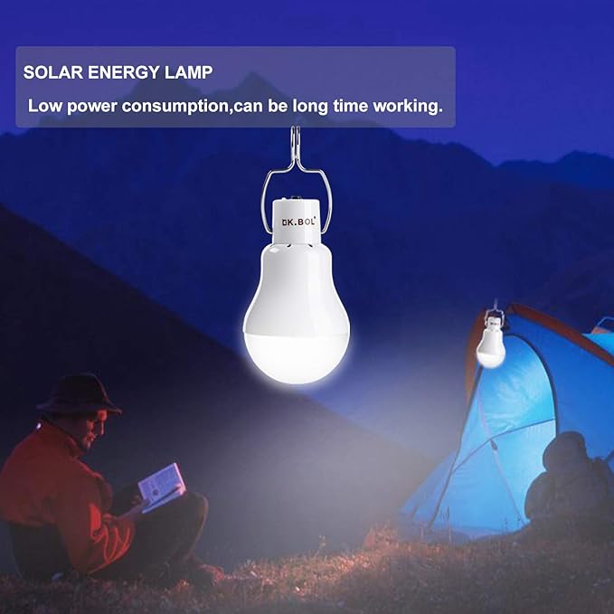 Solar Light Bulb Portable Rechargeable Solar Lamp for Indoor Outdoor Lights Emergency Fishing Camping Chicken coop Lamp Pet House Light (S1500)