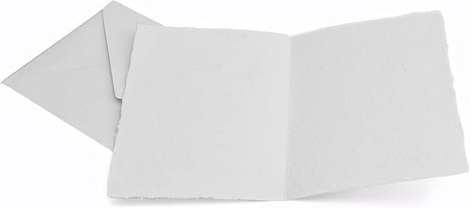 WANDERINGS Handmade Deckle Edge Blank Greeting Cards & Envelopes - 300 GSM Paper– 20 Cards for Invitations, Thank Yous, Greeting, Get Well and Birthday Cards (Blank)