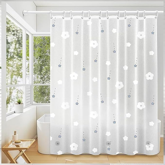 TIKABC Shower Curtain Liner, 4G PEVA Shower Liner, Plastic Waterproof Shower Curtains, 72x72 inch with Grommet Holes 3 Magnetic Weights