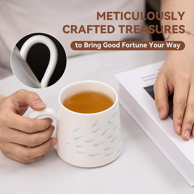 Unique Ceramic Coffee Mug 10.6oz – Premium Handmade Porcelain Coffee Cup with Ergonomic Handle, Microwave Safe Aesthetic Mug Gift for Coffee & Tea Lovers
