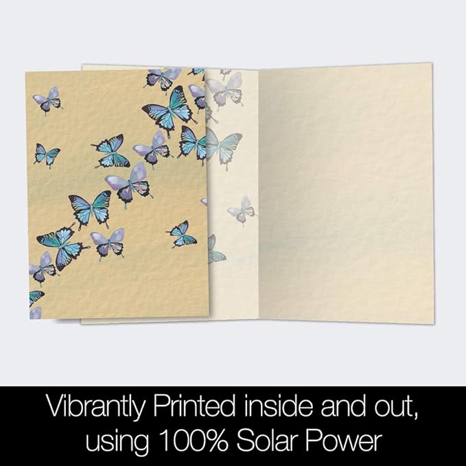 Tree-Free Greetings Blue Butterflies in Flight All Occasion Cards - 12 Recycled 4x6 Cards & White Envelopes, Thick Cardstock, Made in USA - Artfully Inspiring Nature