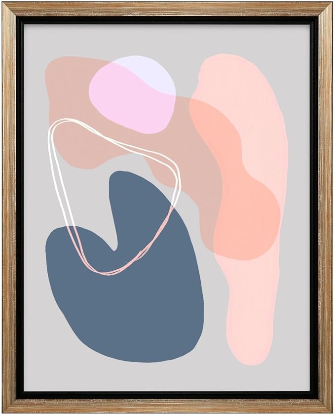 Monem Art Abstract Organic Shapes Print - Minimal Scandinavian Line Art Poster - Wall Decor for Living Room, Bedroom or Office - 24x32 Silver Framed CANVAS Wall Art by Mareike Bohmer