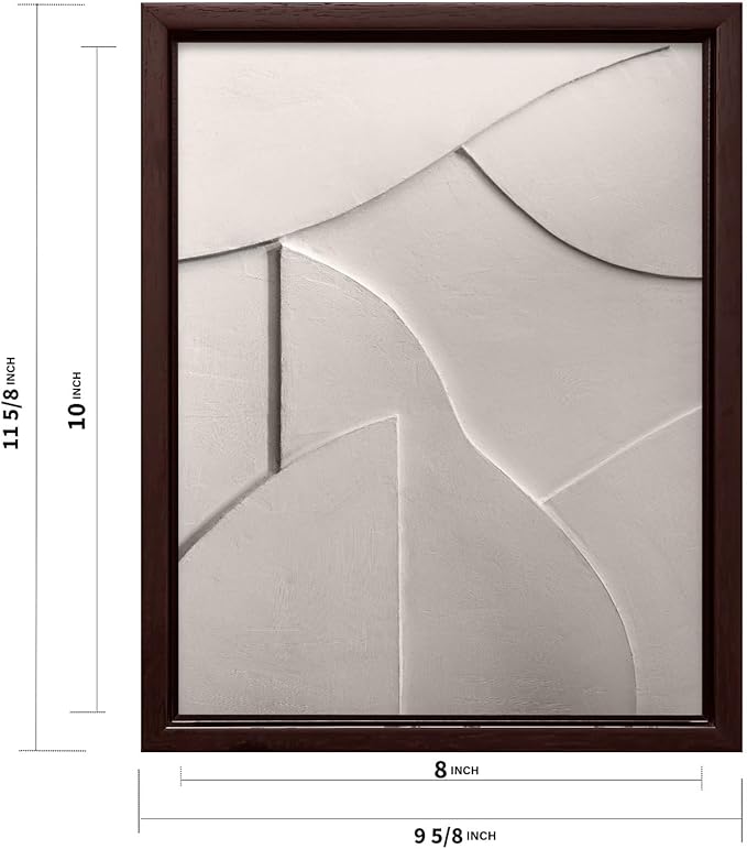 Monem Art Minimalist White Geometric Texture Print - Abstract Scandinavian Wall Art Poster - Wall Decor for Living Room, Bedroom or Office - 8x10 Brown Framed CANVAS Wall Art by Mareike Bohmer