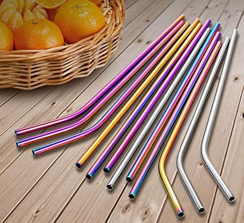 50-Pack Stainless Steel Straws,Super Long 10.5 Inch Drinking Metal Straws for 30oz/20oz Tumblers Yeti Cups Travel Mugs,Reusable Rustproof Dishwasher Safe (All straight 50pcs -10.5" Rainbow)