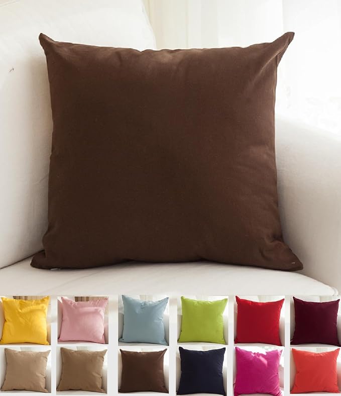 TangDepot 100% Cotton Solid Throw Pillow Cover 12x18 Deep Coffee | 100% cotton, same-color zip, machine wash & air dry. For living room, bedroom, office, car. 42 colors, 65 sizes. Cover only.