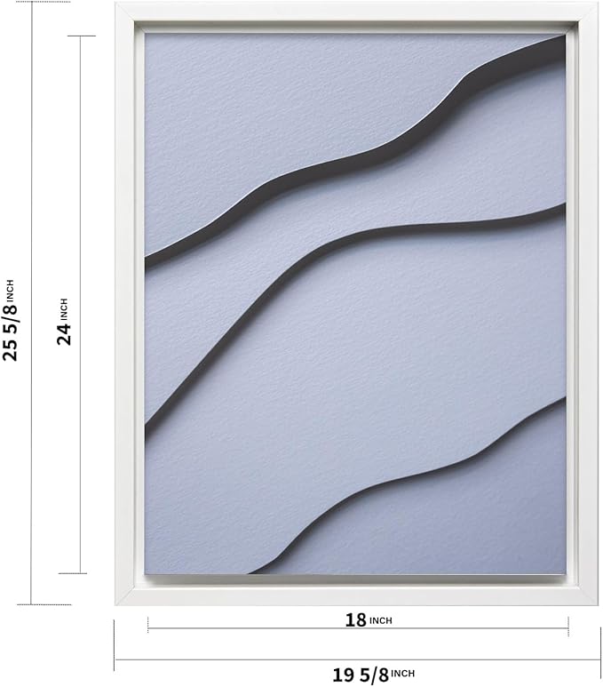Monem Art Minimalist White Paper Waves Print - Abstract Scandinavian Texture Poster - Wall Decor for Living Room, Bedroom or Office - 18x24 White Framed CANVAS Wall Art by Mareike Bohmer