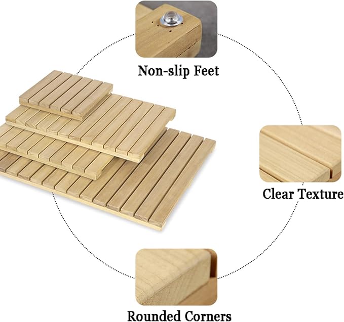 Bamboo Wood Bath Mats,Bamboo Duckboard Bath Mat,Non Slip Bathmat, Wooden Rug for Shower Tub Spa and Sauna Floors for Bathroom Showers, Bathtubs, Floors,Customizable,50x60cm/20x24in