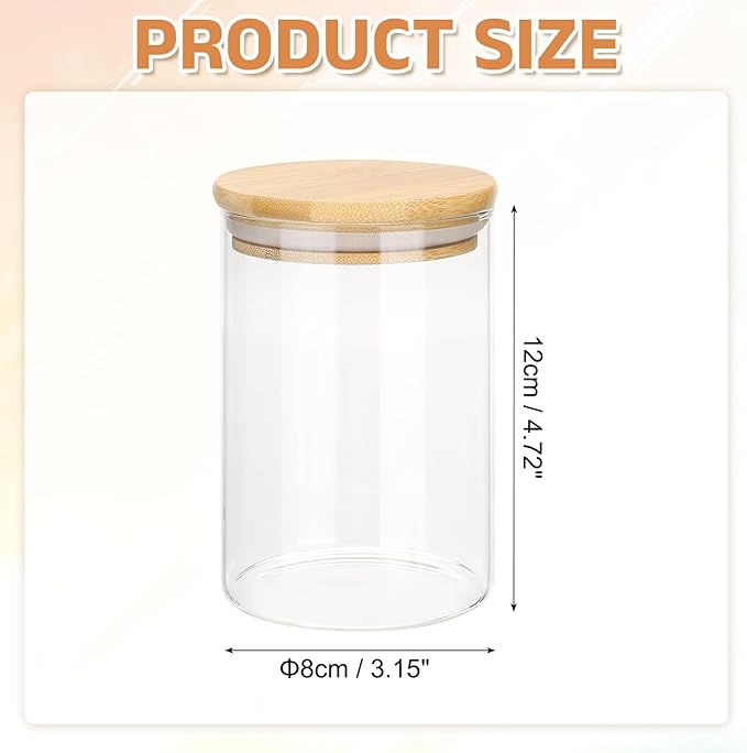 uxcell Glass Food Storage Jars 16.9oz Glass Canisters with Bamboo Airtight Wooden Lids Food Storage Container for Coffee Tea Sugar Candy Cookie Rice Flour Pasta Nuts Clear