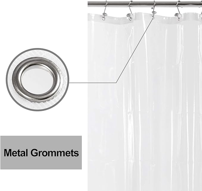 Barossa Design RV Shower Curtain Liner with 3 Magnets - 47" x 64" Camper Shower Curtain for Travel Trailers, Waterproof PEVA Liner for Camping Stall, PVC Free, Metal Grommets - Clear, 47x64