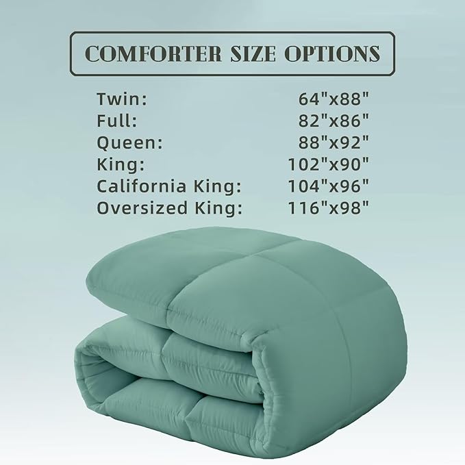 DOWNCOOL Comforters Twin Size, Duvet Insert,Sage Green All Season Duvet, Lightweight Quilt, Down Alternative Hotel Comforter with Corner Tabs (Sage Green, Twin 64x88 Inches)