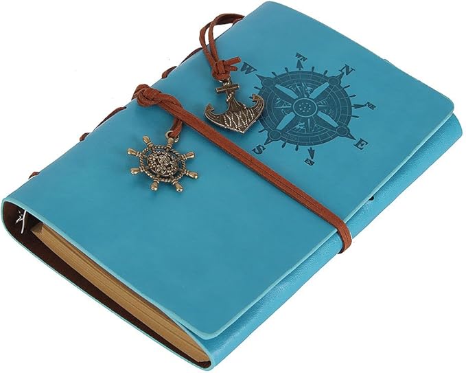 EvZ 7-Inch Refillable A6 Binder Notebook - Premium Vegan Leather Personal Planner, Eco-Friendly Journal with 6-Ring Loose-Leaf System for Writing, Business, and Creative Sketches, Sky Blue